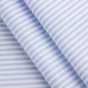 Pinpoint Striped Cotton Oxford Shirting - Chambray + White
