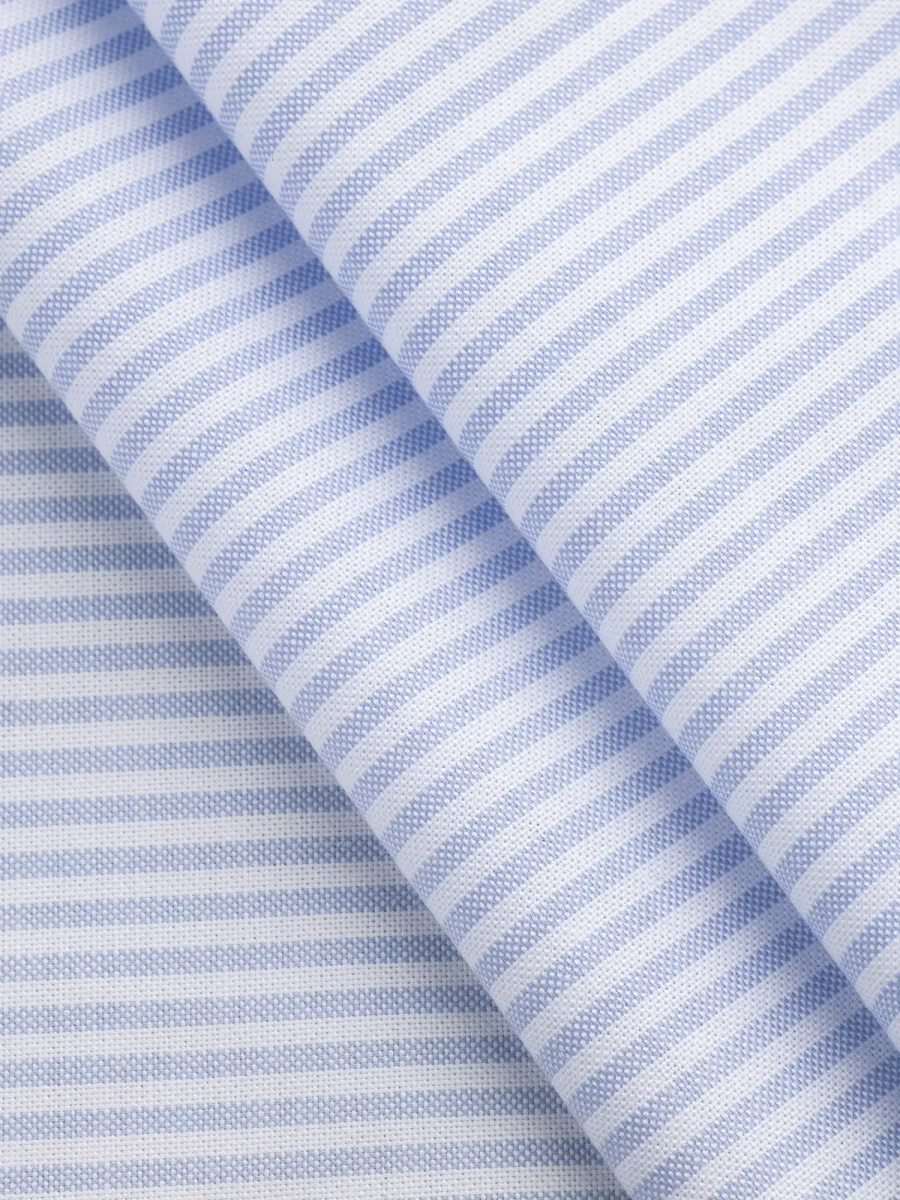 Pinpoint Striped Cotton Oxford Shirting - Chambray + White – Image 2
