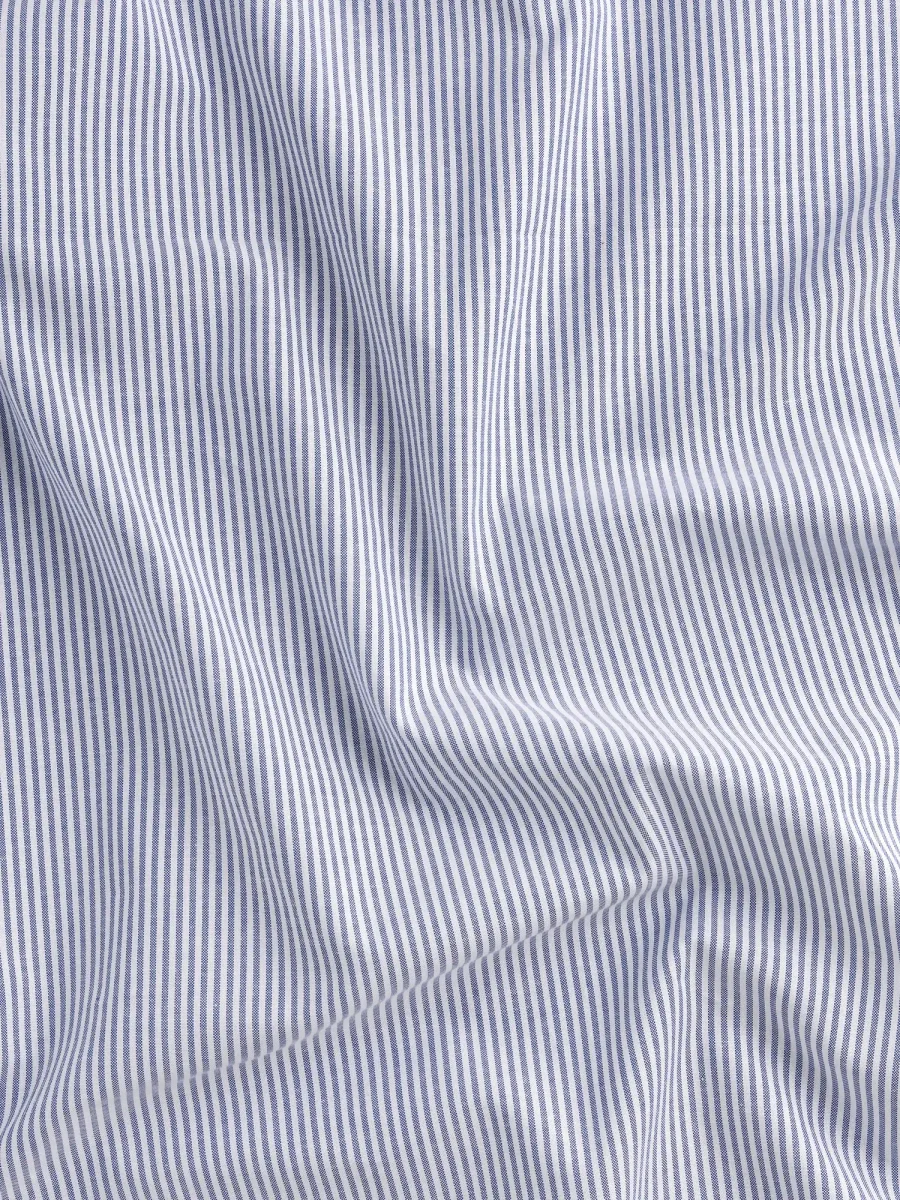 Pinpoint Striped Cotton Oxford Shirting - Indigo + White – Image 3