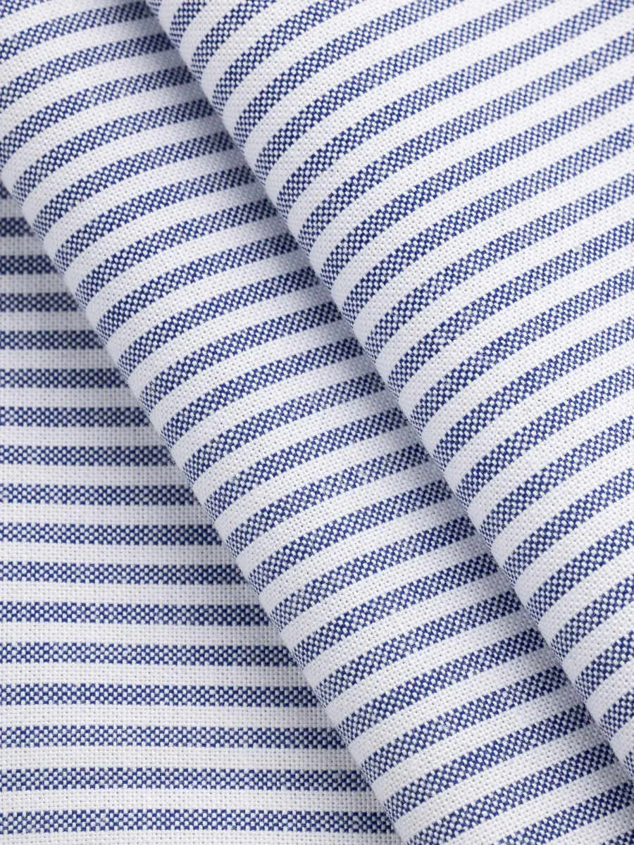 Pinpoint Striped Cotton Oxford Shirting - Indigo + White – Image 2