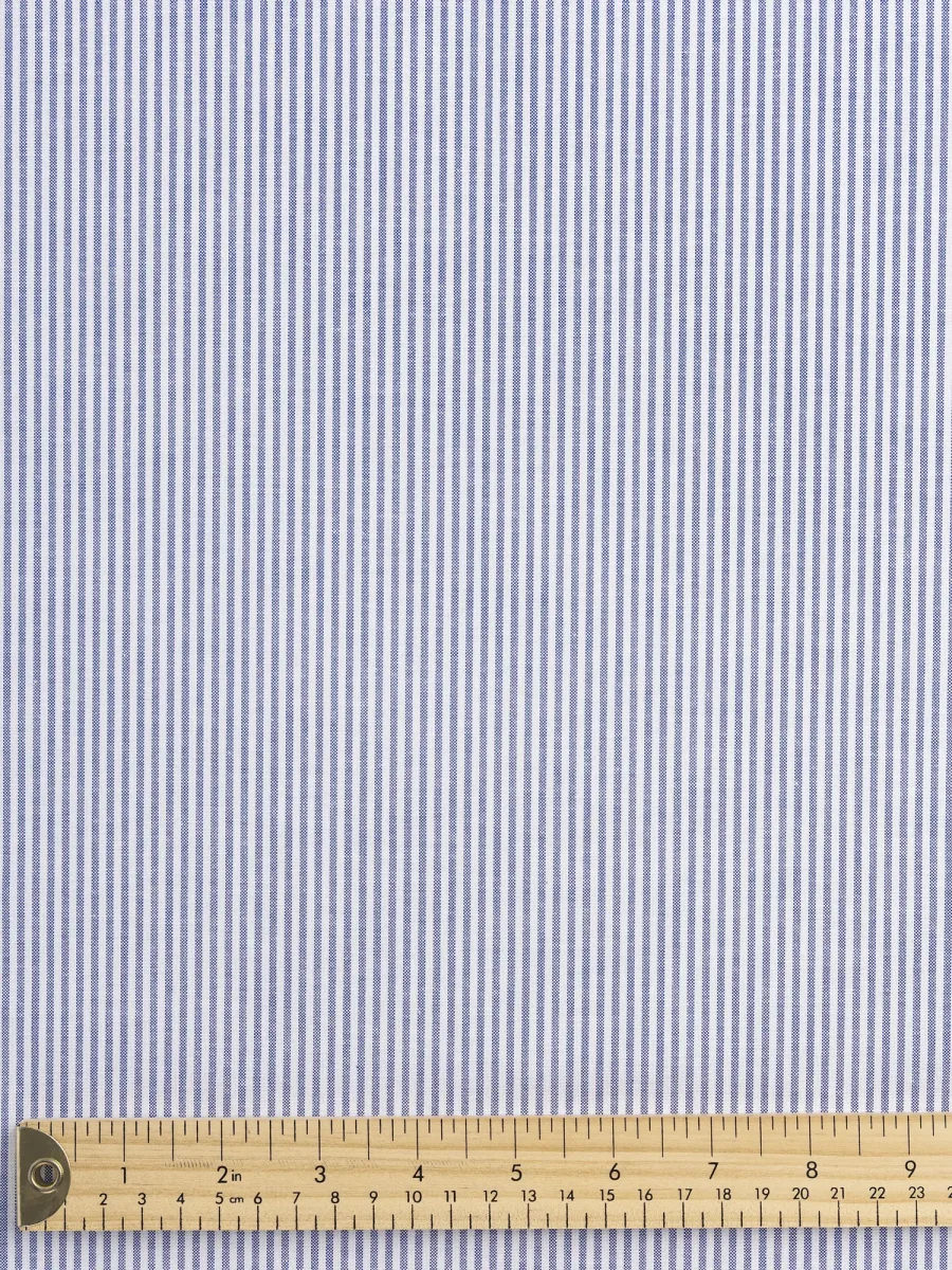 Pinpoint Striped Cotton Oxford Shirting - Indigo + White – Image 4