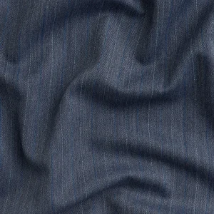 Pinstripe Chevron Italian Wool Suiting Deadstock - Graphite + Blue + Green