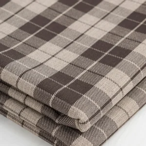 Plaid Italian Wool Stretch Suiting Deadstock - Brown + Tan