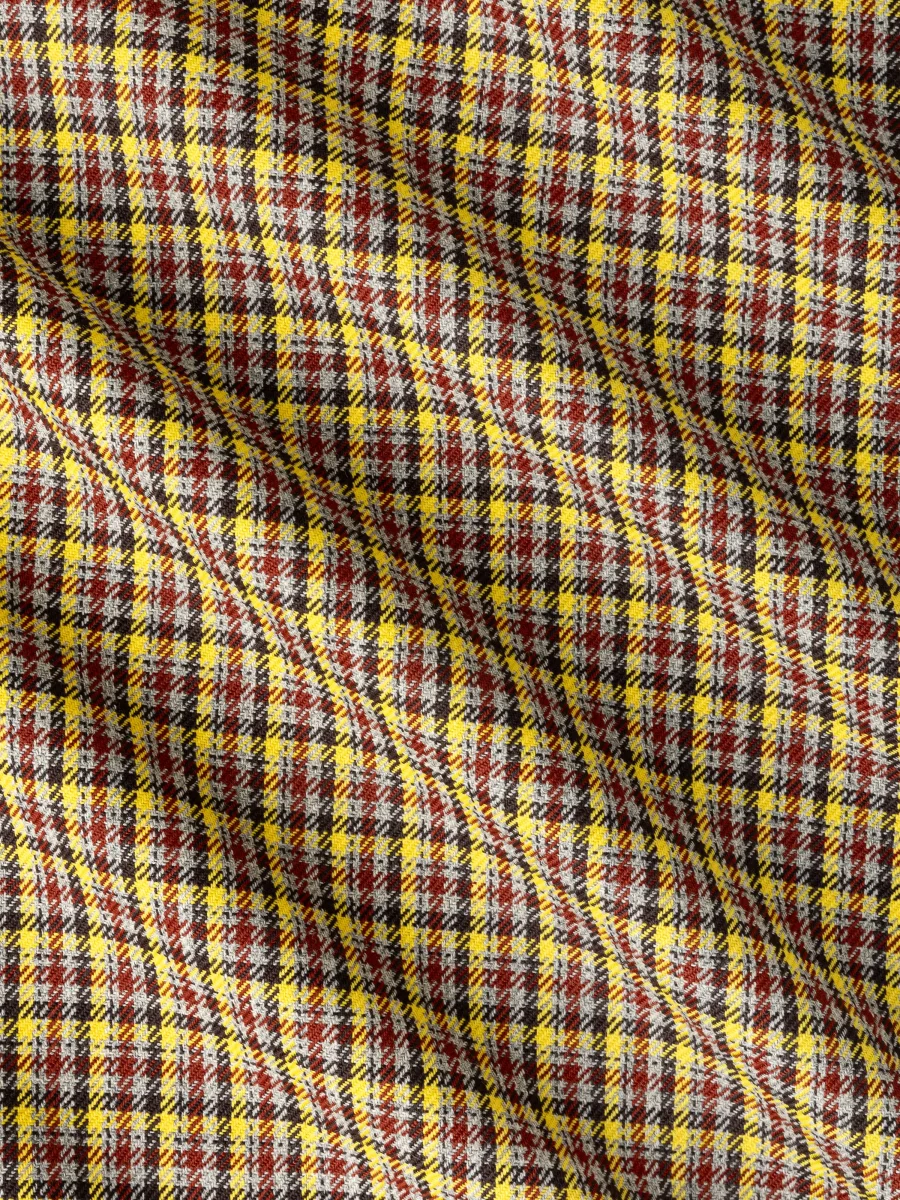 Plaid Italian Wool Suiting Deadstock - Yellow + Red + Grey + Black