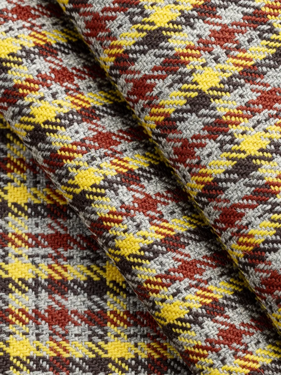 Plaid Italian Wool Suiting Deadstock - Yellow + Red + Grey + Black – Image 3