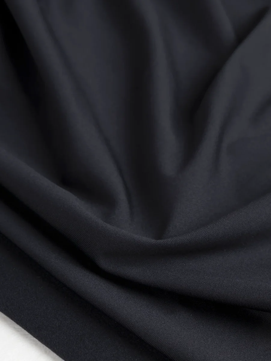 Poly Brushed Stretch Jersey Knit Deadstock - Black