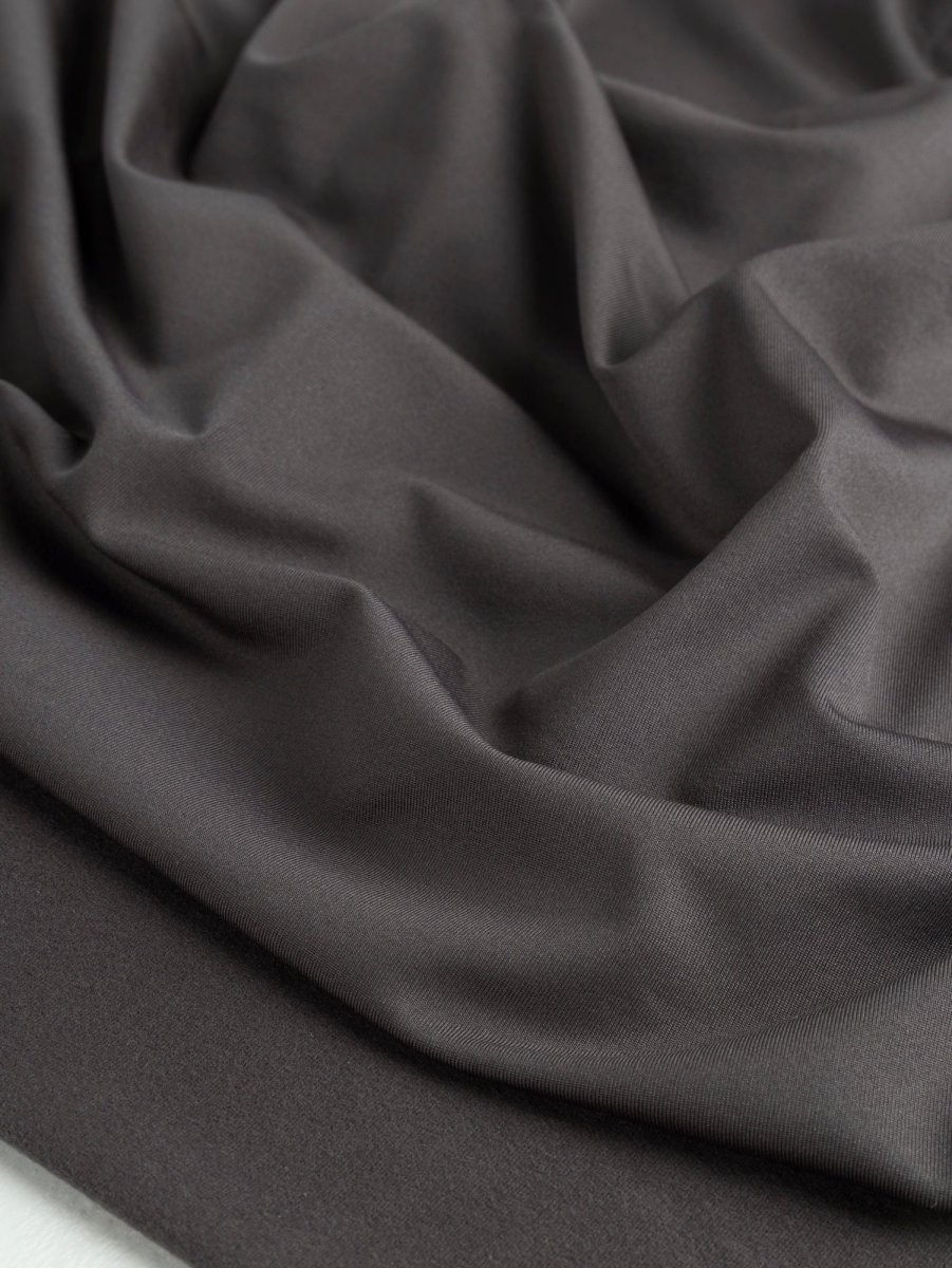 Poly Brushed Stretch Jersey Knit Deadstock - Charcoal