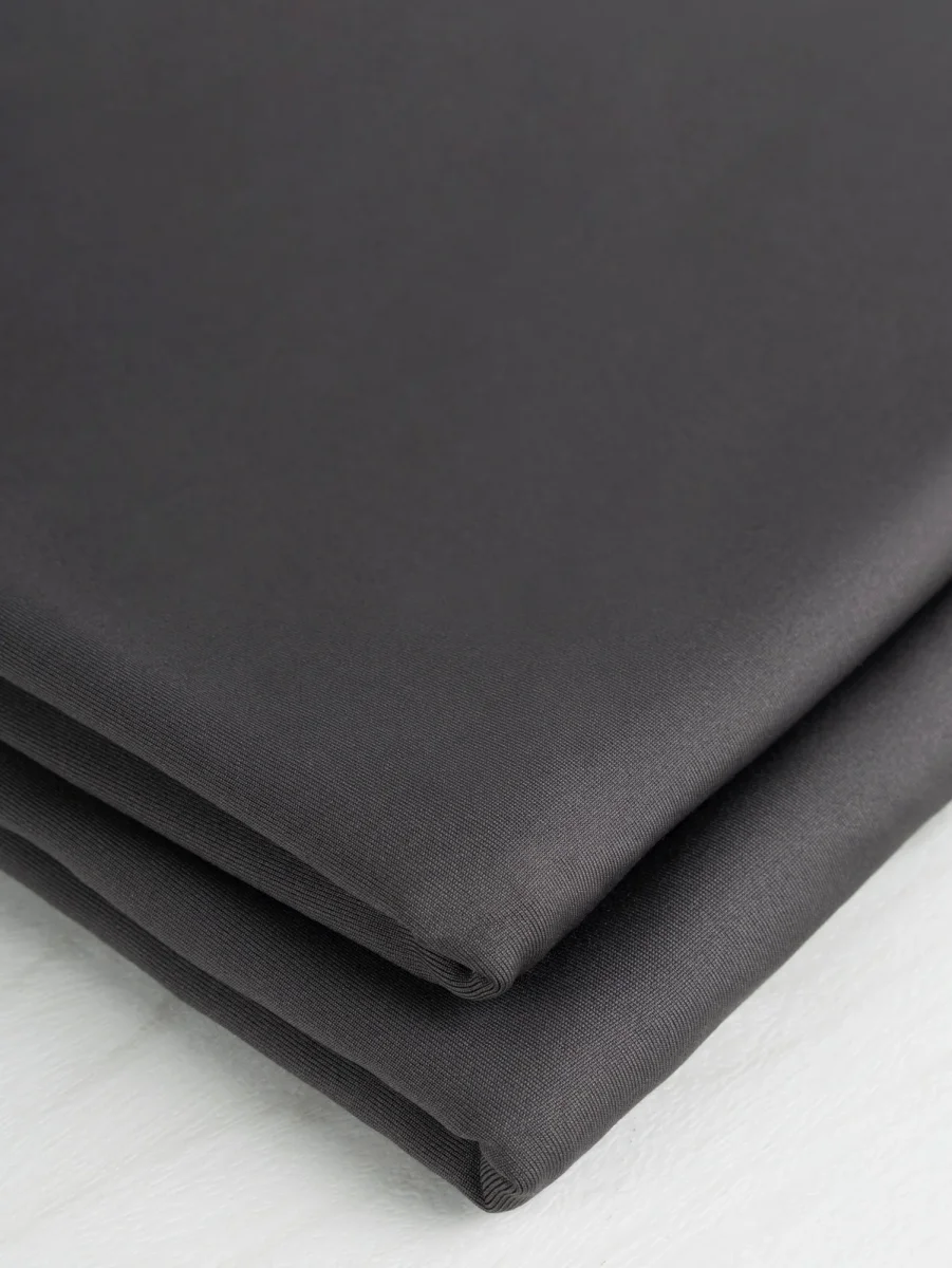 Poly Brushed Stretch Jersey Knit Deadstock - Charcoal – Image 3
