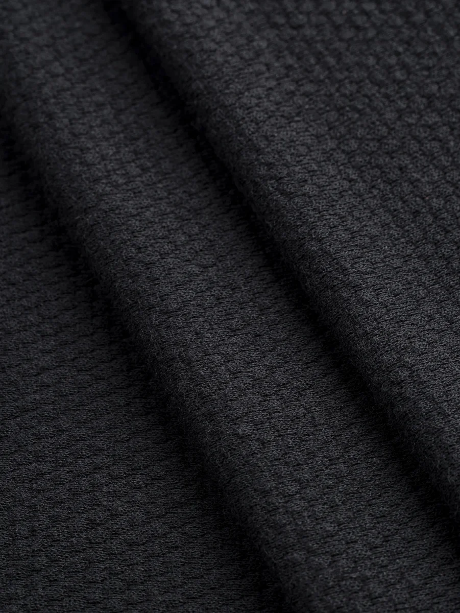 Popcorn Textured Fleece Deadstock - Black - Swatch – Image 2