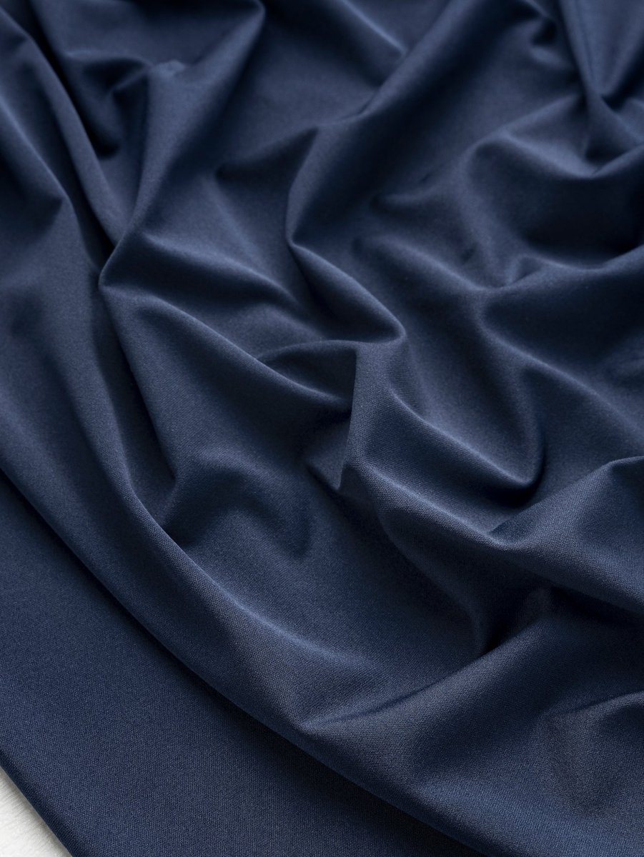Italian Recycled Polyester Stretch Knit Deadstock - Navy  - Swatch – Image 2