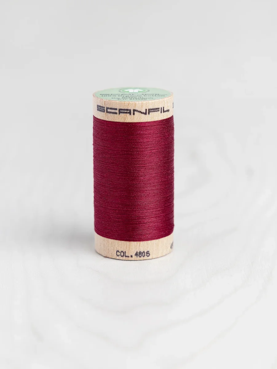 Scanfil Organic Cotton 50wt Thread 500 yards - Crimson 4806 – Image 2
