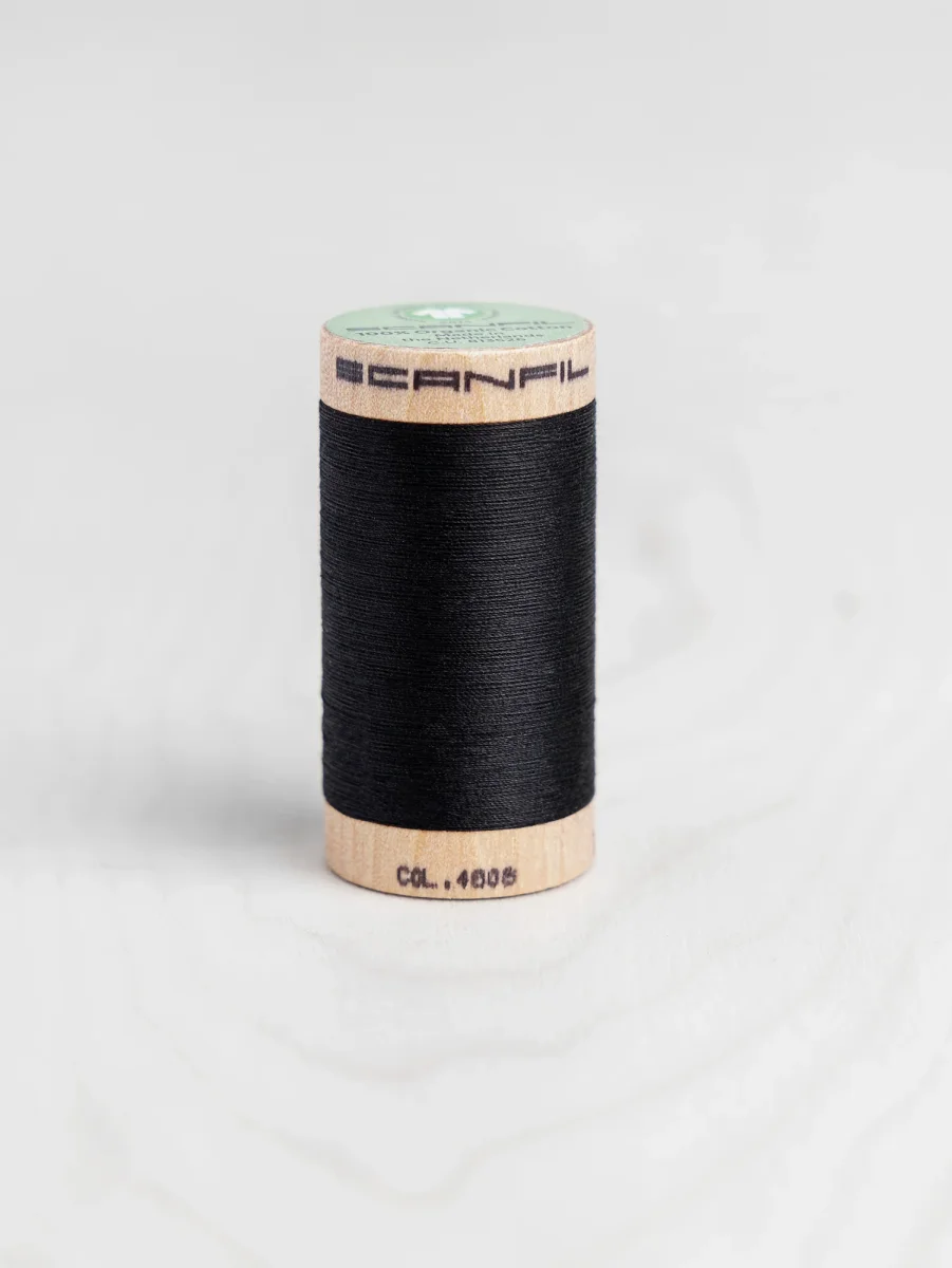 Scanfil Organic Cotton 50wt Thread 500 yards - Jet Black 4808 – Image 2