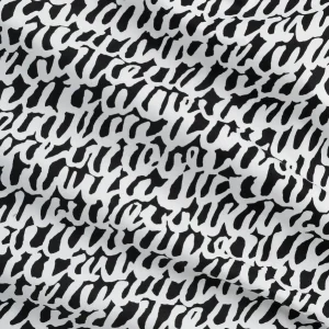 Scribble Print Japanese Cotton Lawn - Black + White