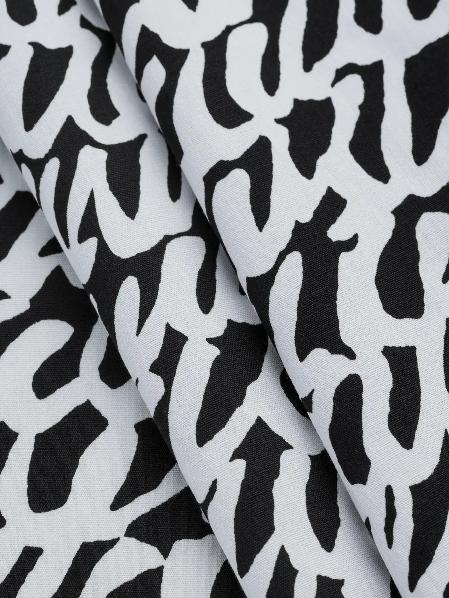 Scribble Print Japanese Cotton Lawn - Black + White – Image 3