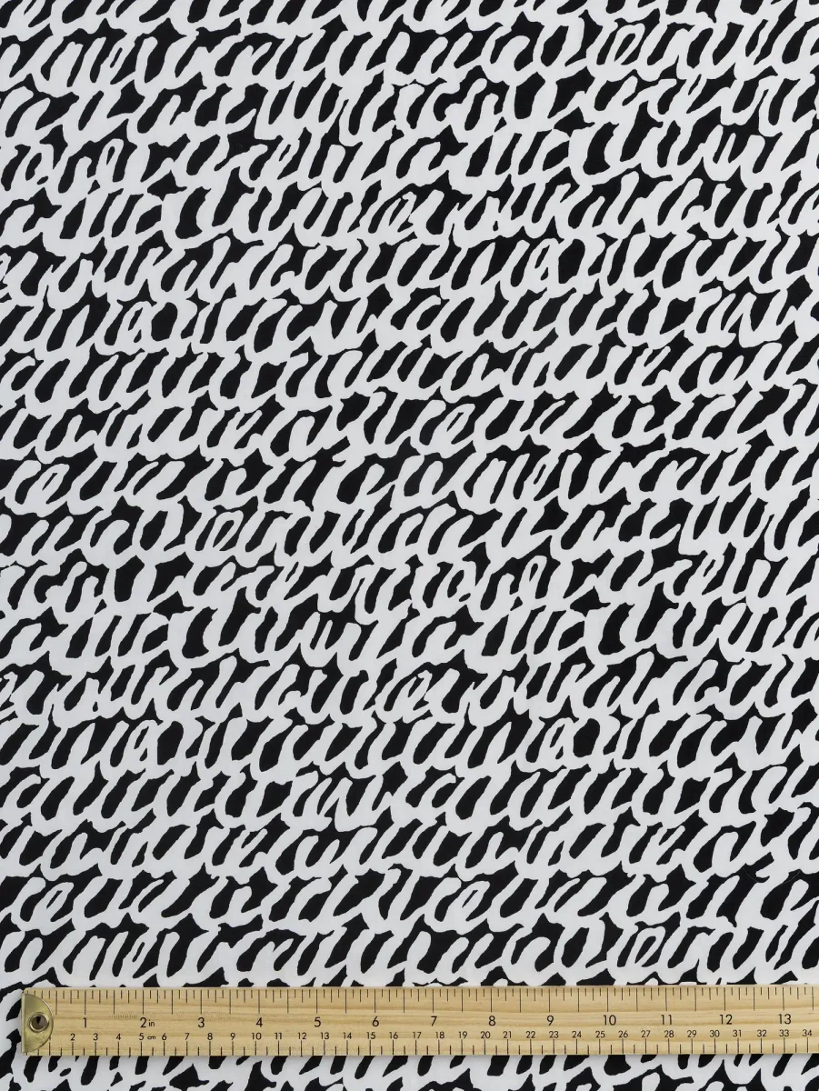 Scribble Print Japanese Cotton Lawn - Black + White – Image 4