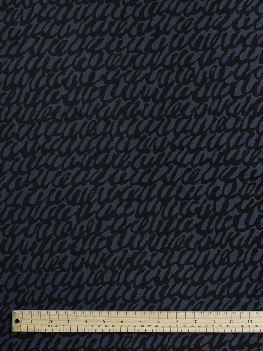 Scribble Print Japanese Cotton Lawn - Indigo + Black – Image 4