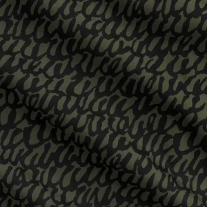 Scribble Print Japanese Cotton Lawn - Olive + Black