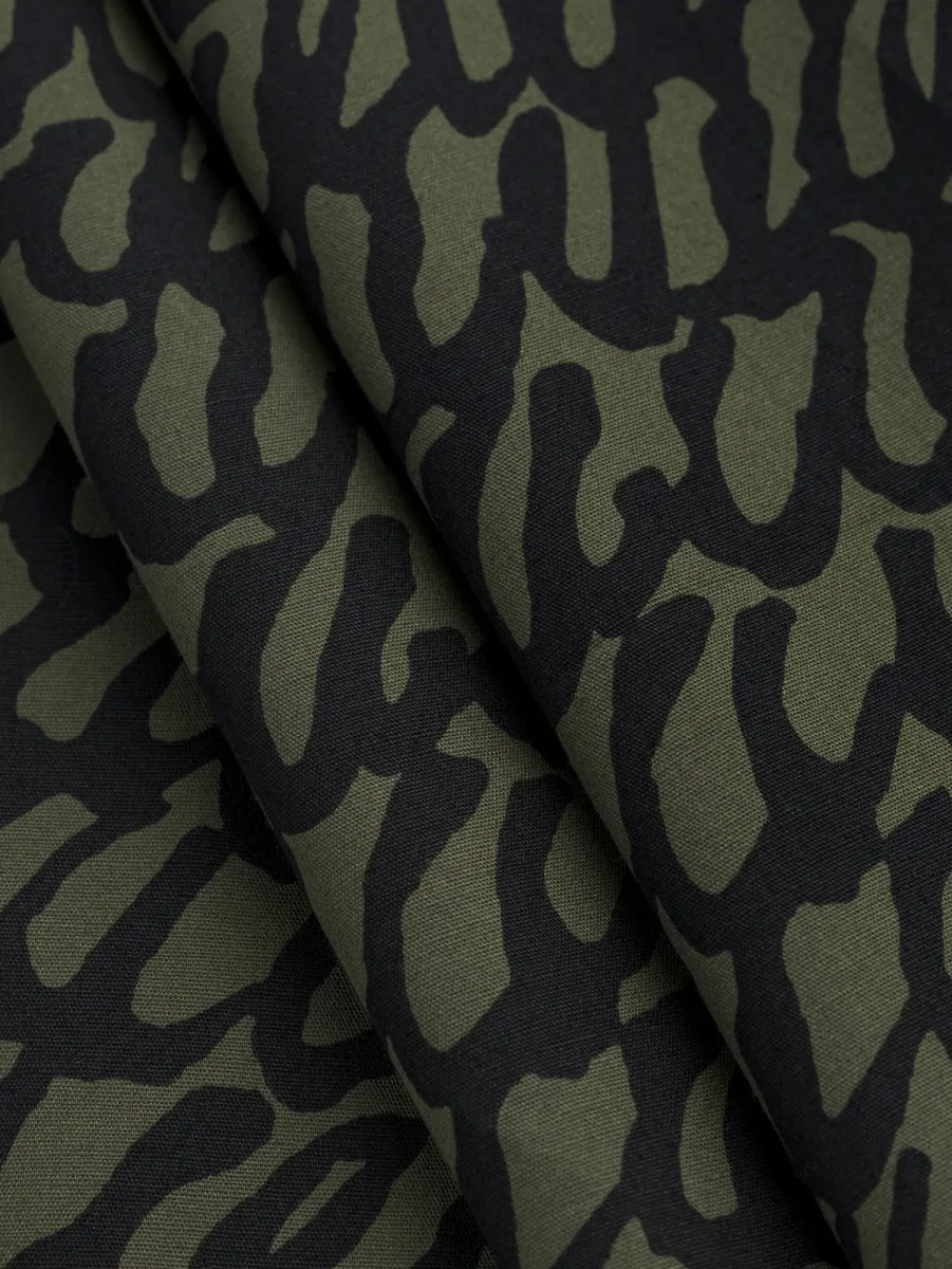 Scribble Print Japanese Cotton Lawn - Olive + Black – Image 3