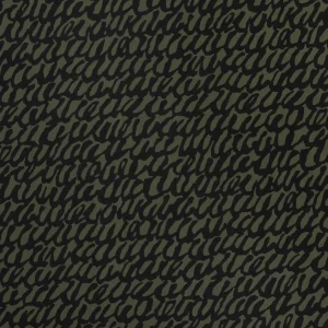 Scribble Print Japanese Cotton Lawn - Olive + Black - Swatch