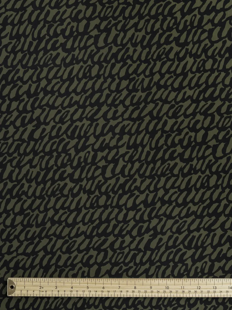 Scribble Print Japanese Cotton Lawn - Olive + Black – Image 4