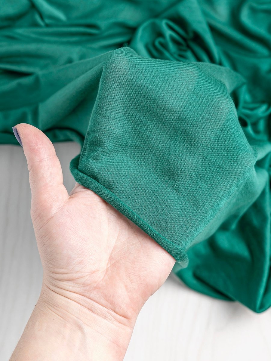 Semi Sheer Viscose Stretch Knit Deadstock - Emerald – Image 3