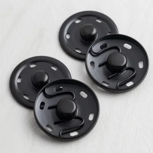 Sew-On Large 30mm Black Snap Buttons - 2 pack