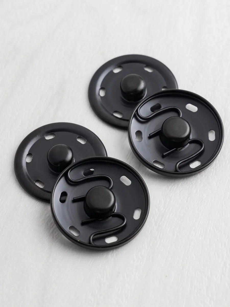 Sew-On Large 30mm Black Snap Buttons - 2 pack – Image 2