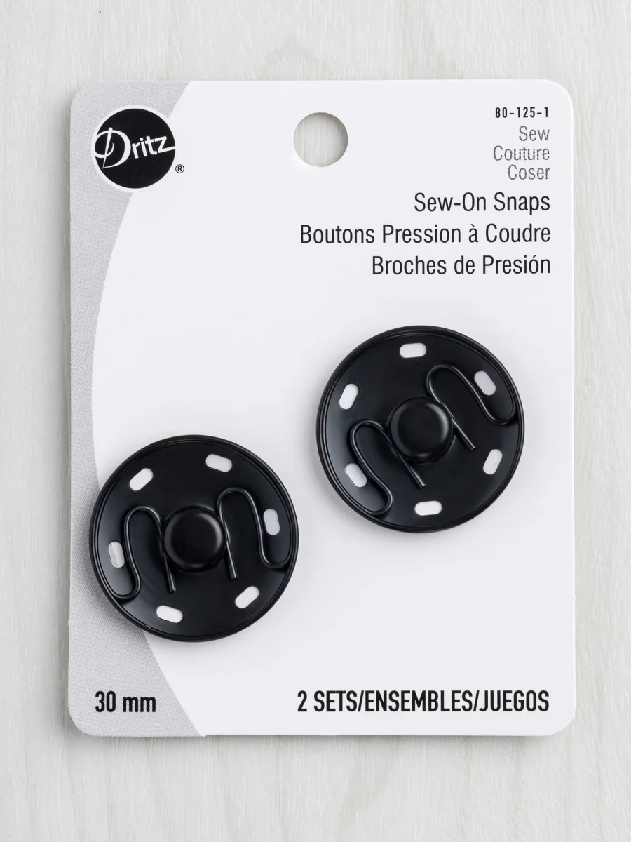 Sew-On Large 30mm Black Snap Buttons - 2 pack – Image 4