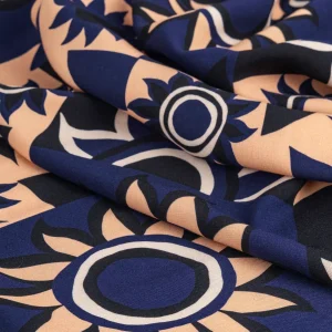 Solar Mosaic Print Ecovero Viscose - Black + Navy + Tan