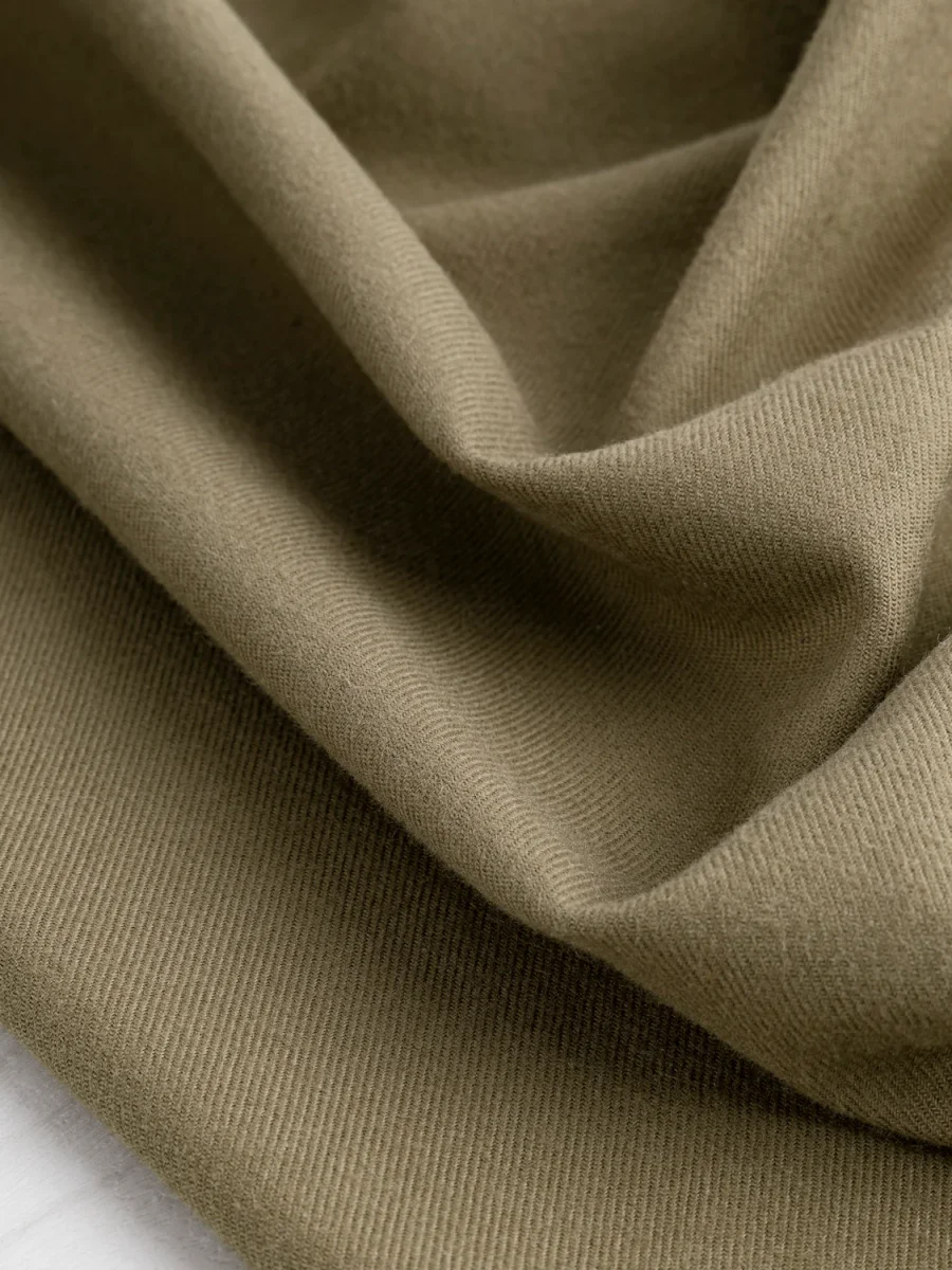 Solid Cotton Flannel Twill - Khaki – Image 2