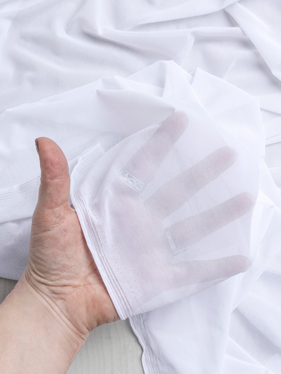 Stretch Mesh Recycled Poly - White - Swatch – Image 4