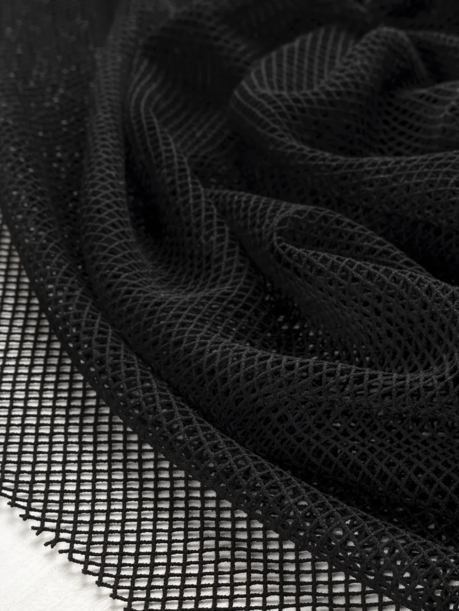 Stretch Nylon Fishnet Deadstock - Black - Swatch