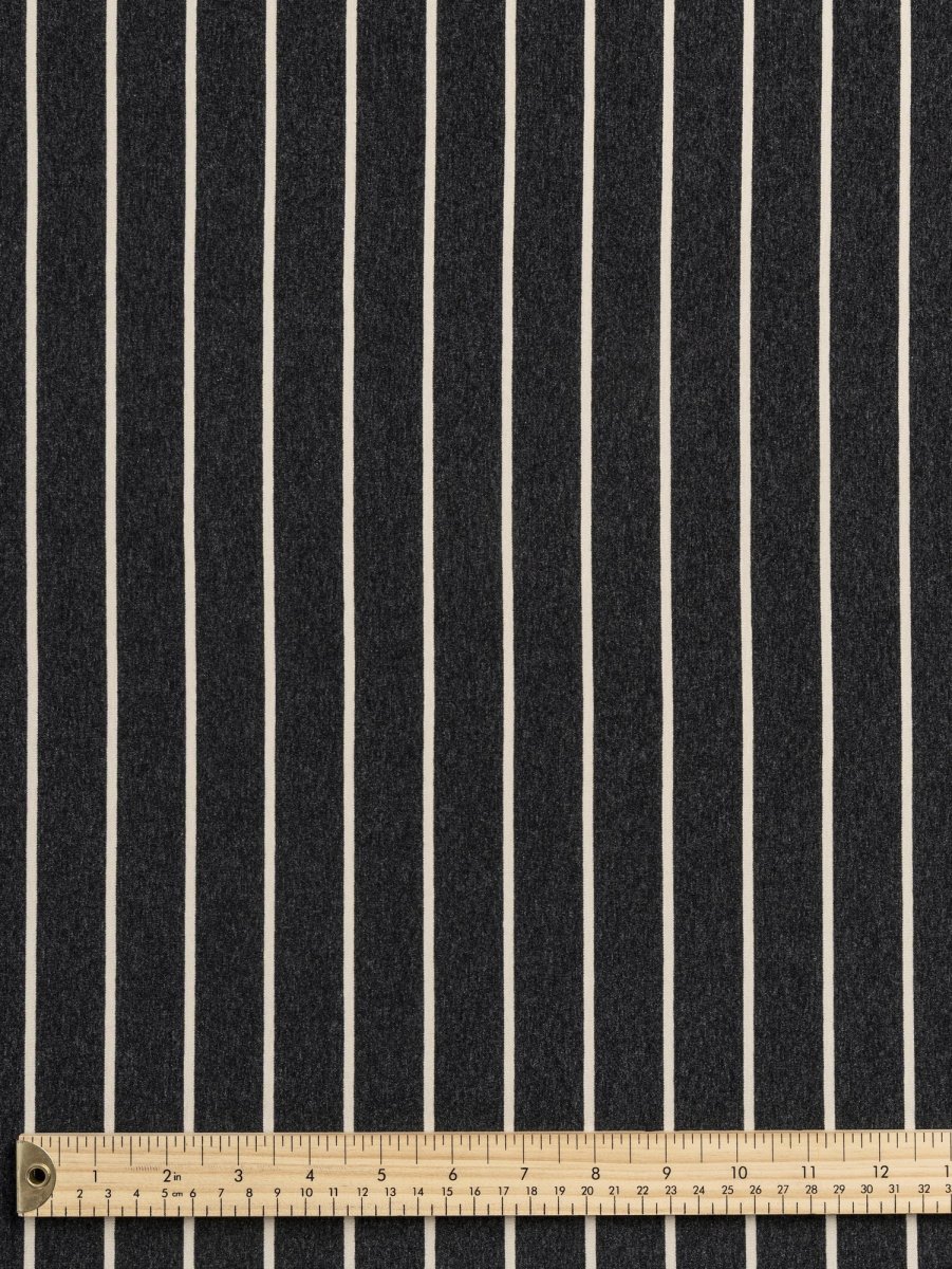 Stripe EcoVero Rayon Spandex Jersey Knit - Charcoal + Cream - Swatch
