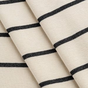 Stripe EcoVero Rayon Spandex Jersey Knit - Cream + Charcoal