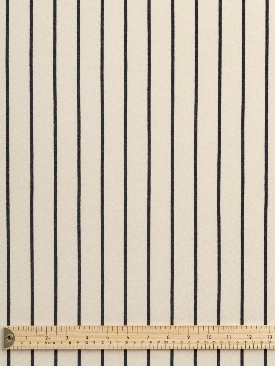 Stripe EcoVero Rayon Spandex Jersey Knit - Cream + Charcoal – Image 4