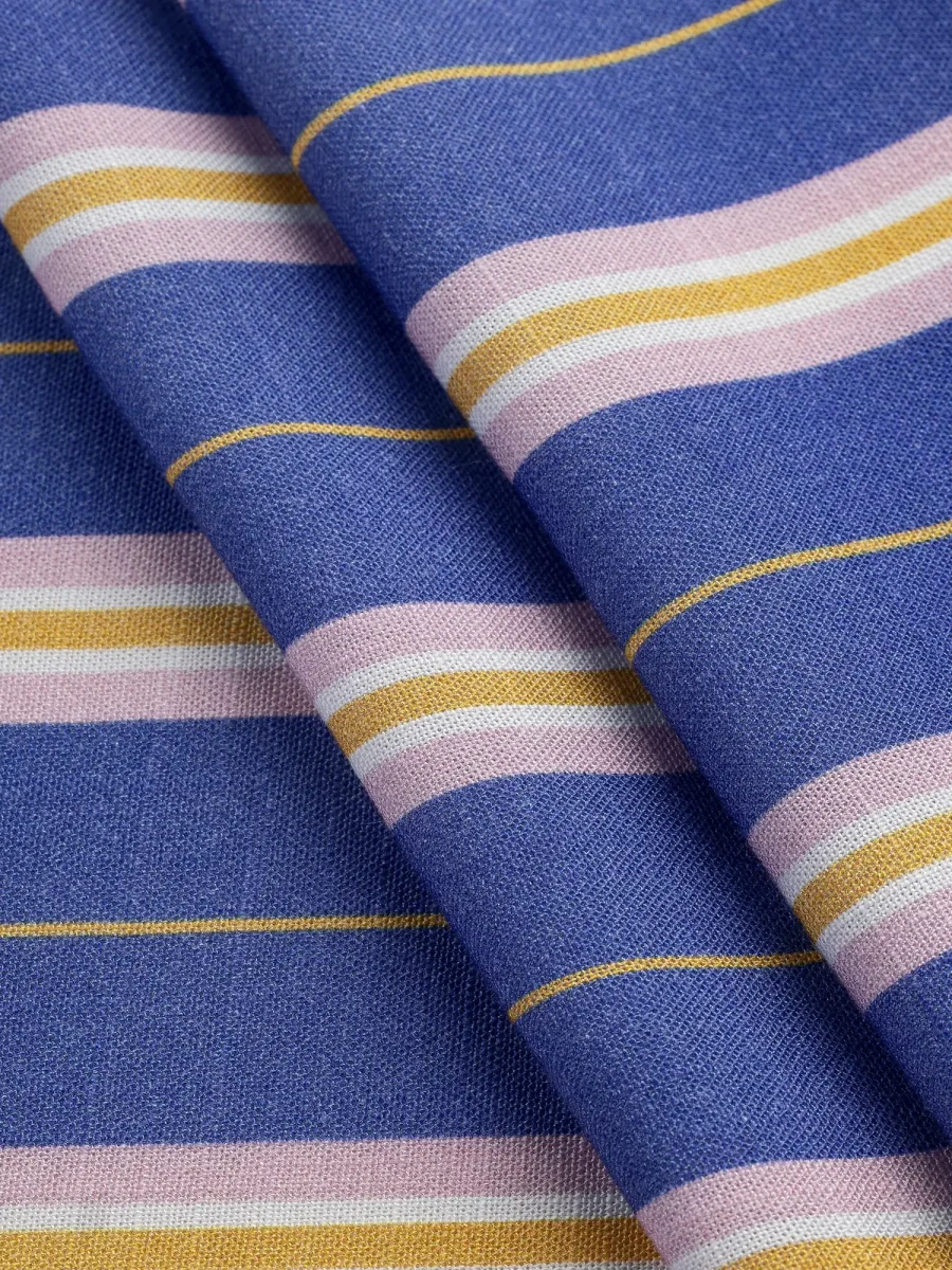 Stripe Textured FSC Viscose - Blue + Yellow + White + Pink - Swatch – Image 4