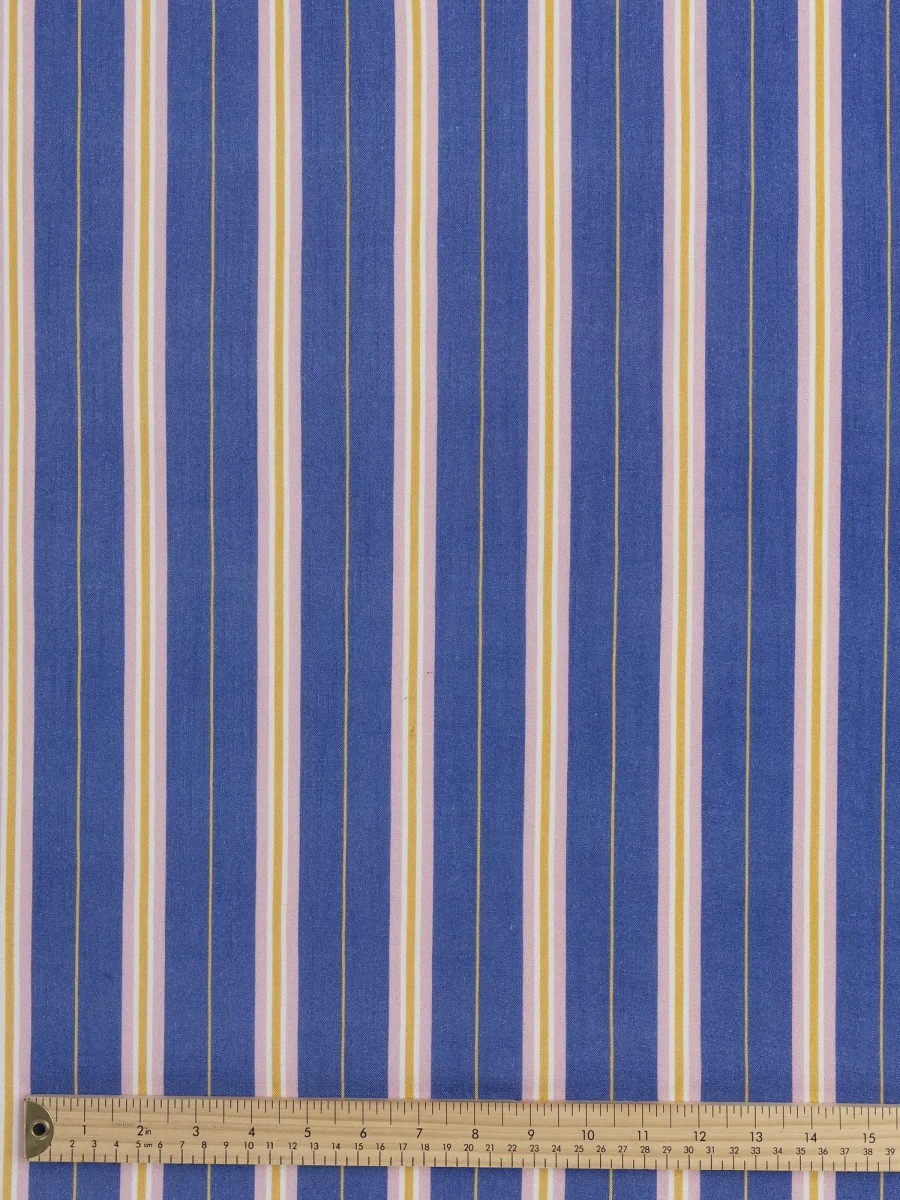 Stripe Textured FSC Viscose - Blue + Yellow + White + Pink – Image 4