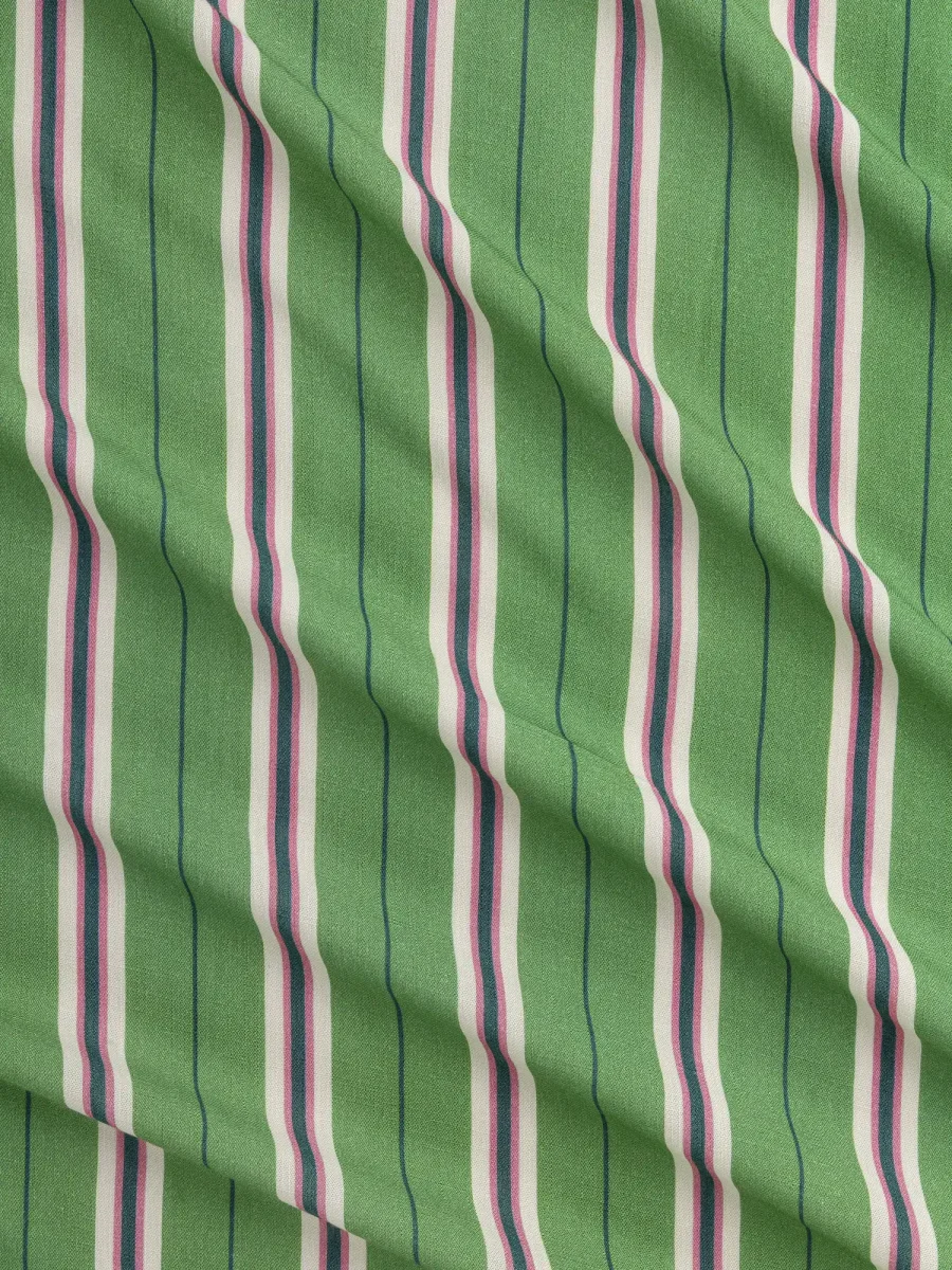 Stripe Textured FSC Viscose - Green + Cream + Pink + Navy – Image 2