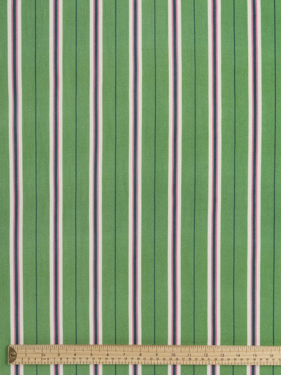 Stripe Textured FSC Viscose - Green + Cream + Pink + Navy - Swatch – Image 2