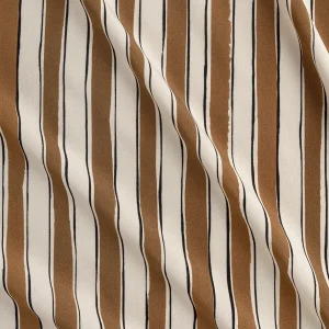Stripe Viscose Challis - Coffee + Cream + Black