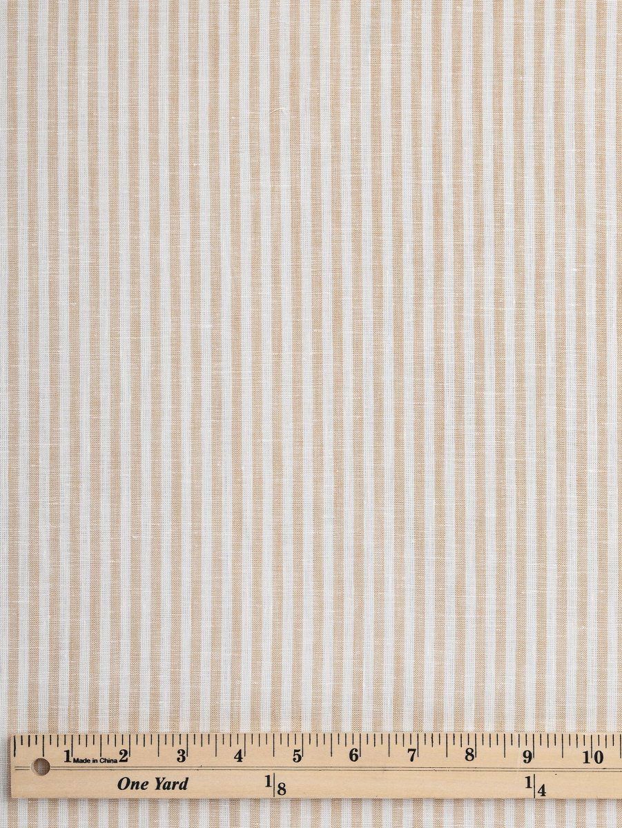 Striped Linen Shirting - Beige + White - Swatch – Image 2