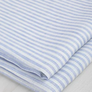 Striped Linen Shirting - Light Blue + White