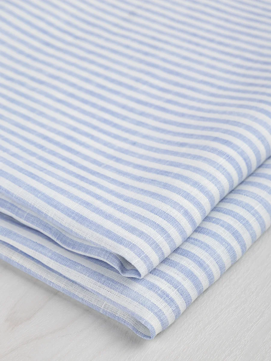 Striped Linen Shirting - Light Blue + White – Image 2