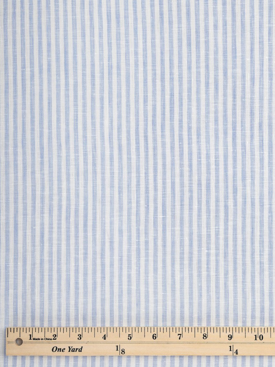 Striped Linen Shirting - Light Blue + White – Image 4