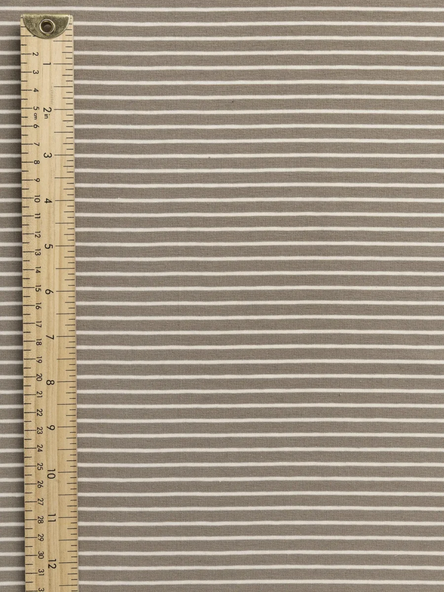 Striped Stretch Jersey Deadstock - Tan + Cream - Swatch
