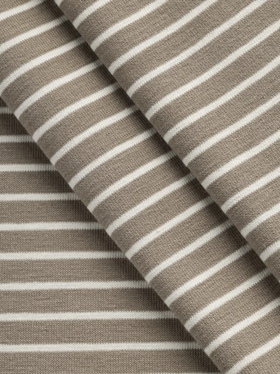 Striped Stretch Jersey Deadstock - Tan + Cream - Swatch – Image 4