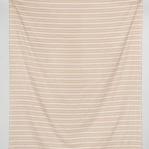 Striped Textured Eco Cotton Blend - Cream + Brown - Swatch