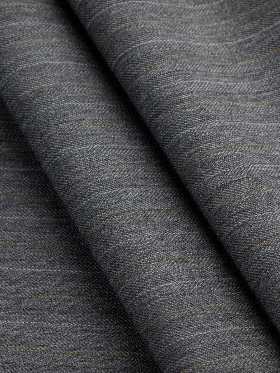 Subtle Pinstripe Italian Wool Suiting Deadstock - Grey + Orange - Swatch – Image 3