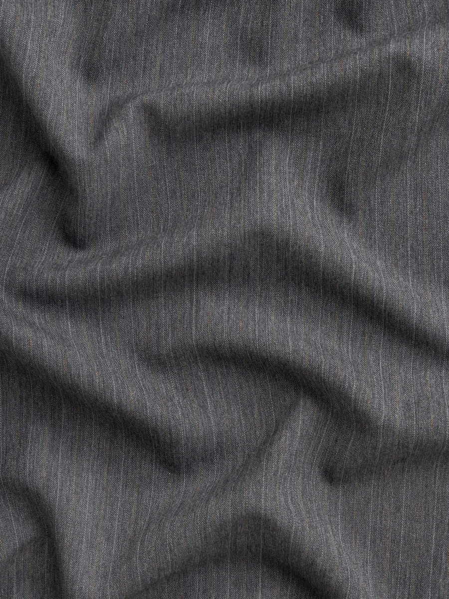Subtle Pinstripe Italian Wool Suiting Deadstock - Grey + Orange - Swatch – Image 4