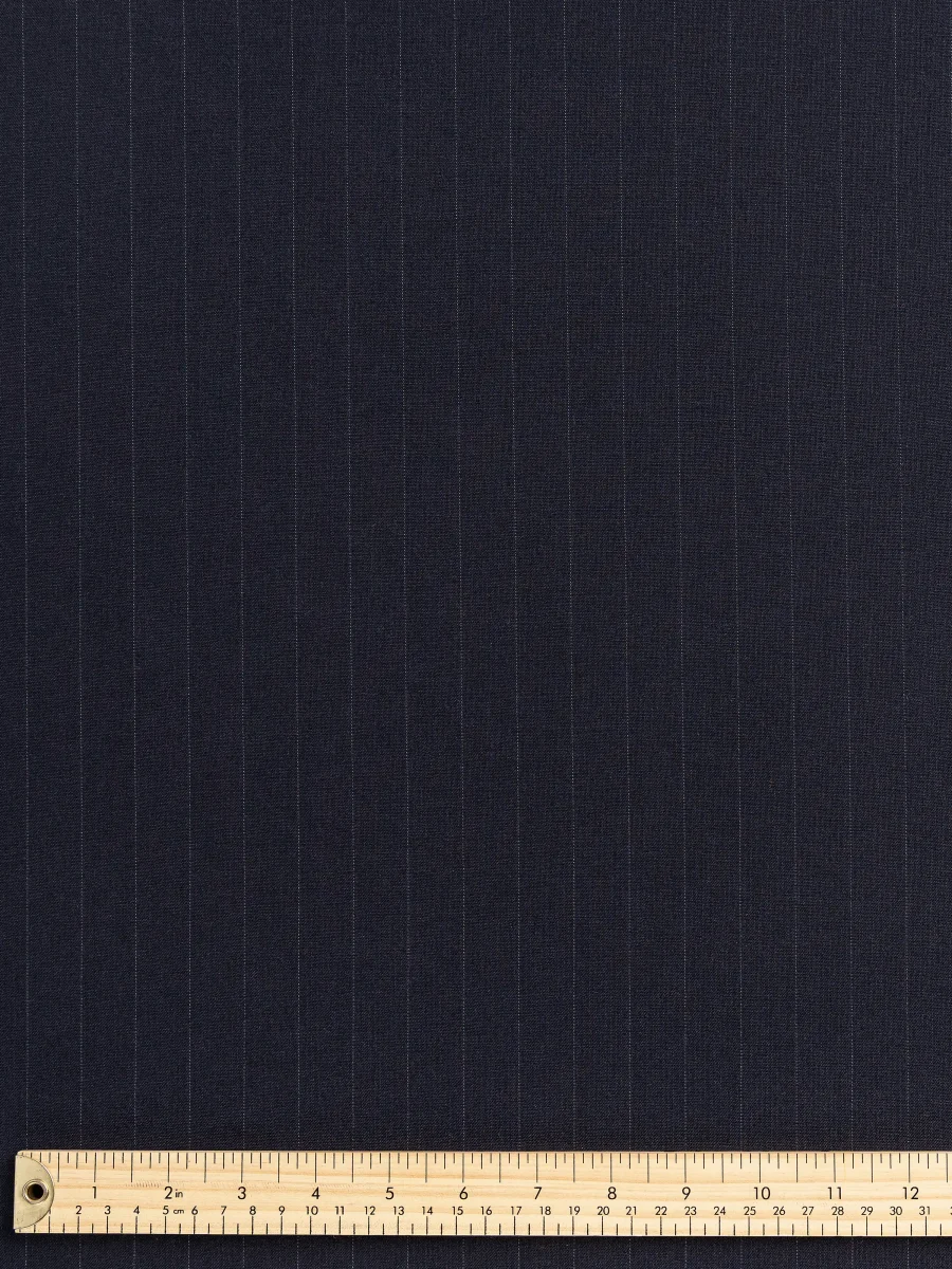 Subtle Pinstripe Italian Wool Suiting Deadstock - Navy + White - Swatch